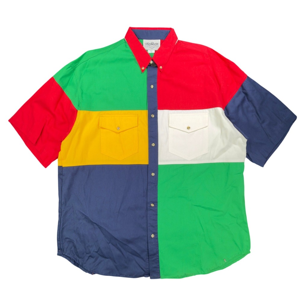 San Angelo Vintage 90s Color Block Shirt Mens XXL Multicolor Cotton NWT C461